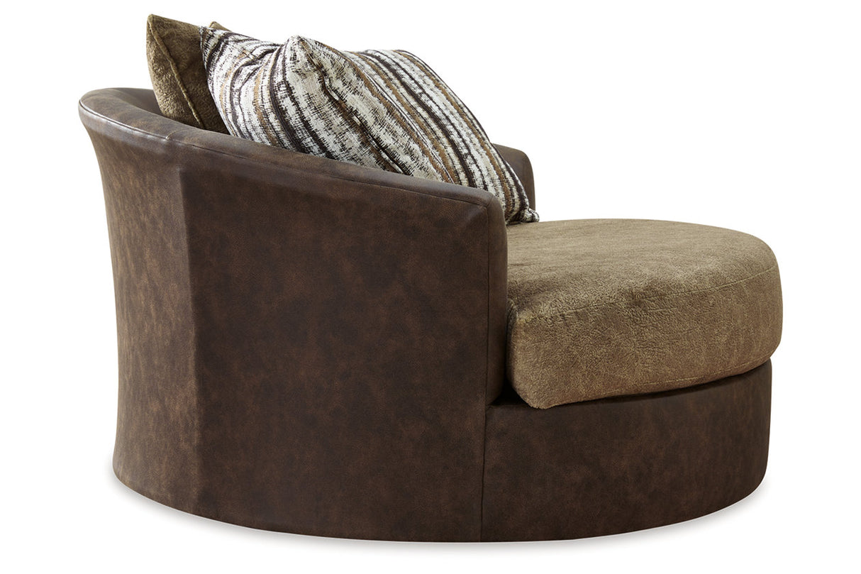 Alesbury Chocolate Sofa, Oversized Chair, Swivel Chair and Ottoman from Ashley - Luna Furniture