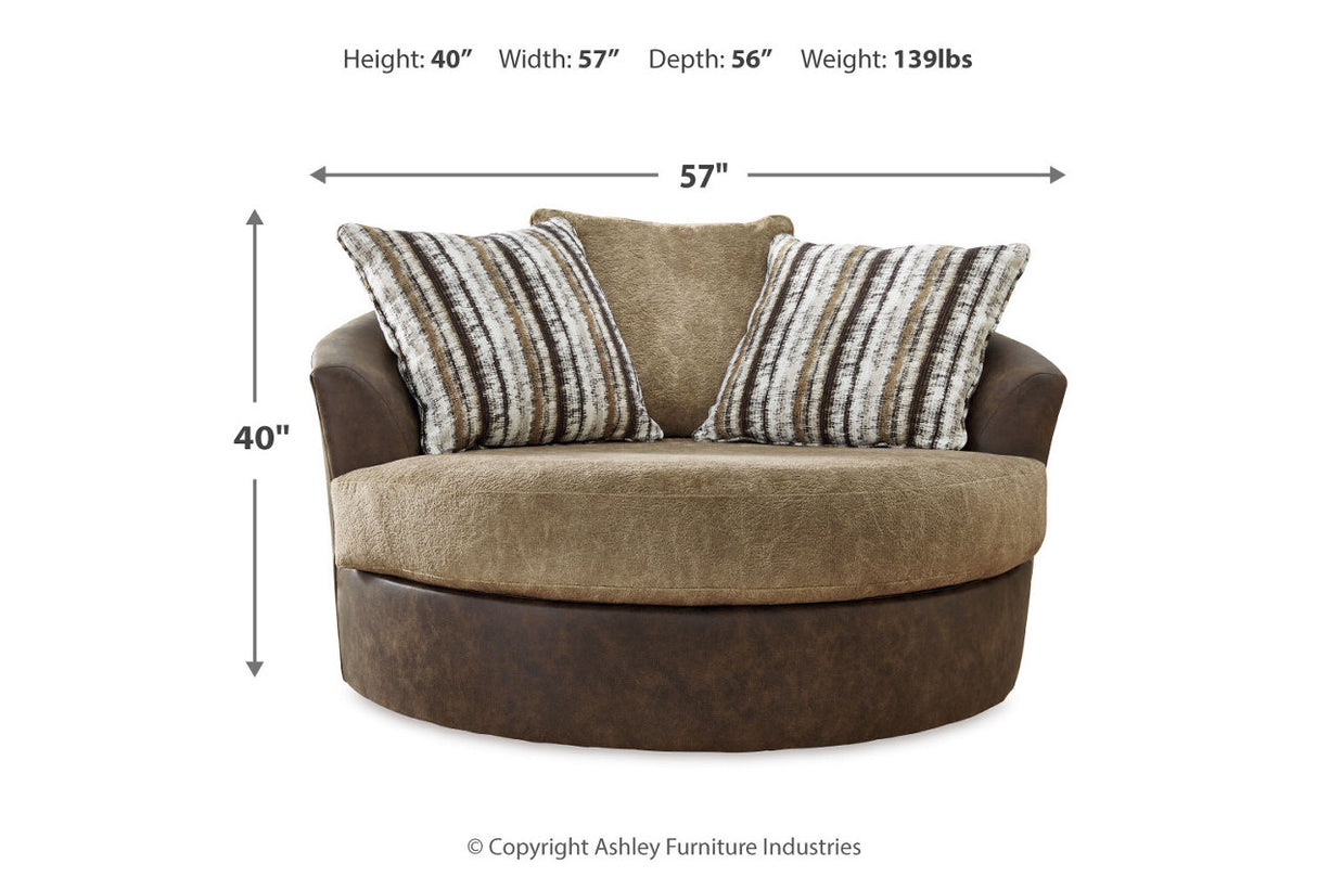 Alesbury Chocolate Sofa, Oversized Chair, Swivel Chair and Ottoman from Ashley - Luna Furniture