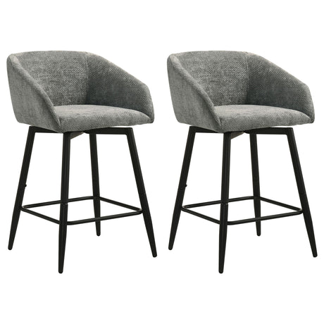 Rainer Charcoal Fabric Upholstered Swivel Counter Height Chair, Set of 2 from Coaster - Luna Furniture