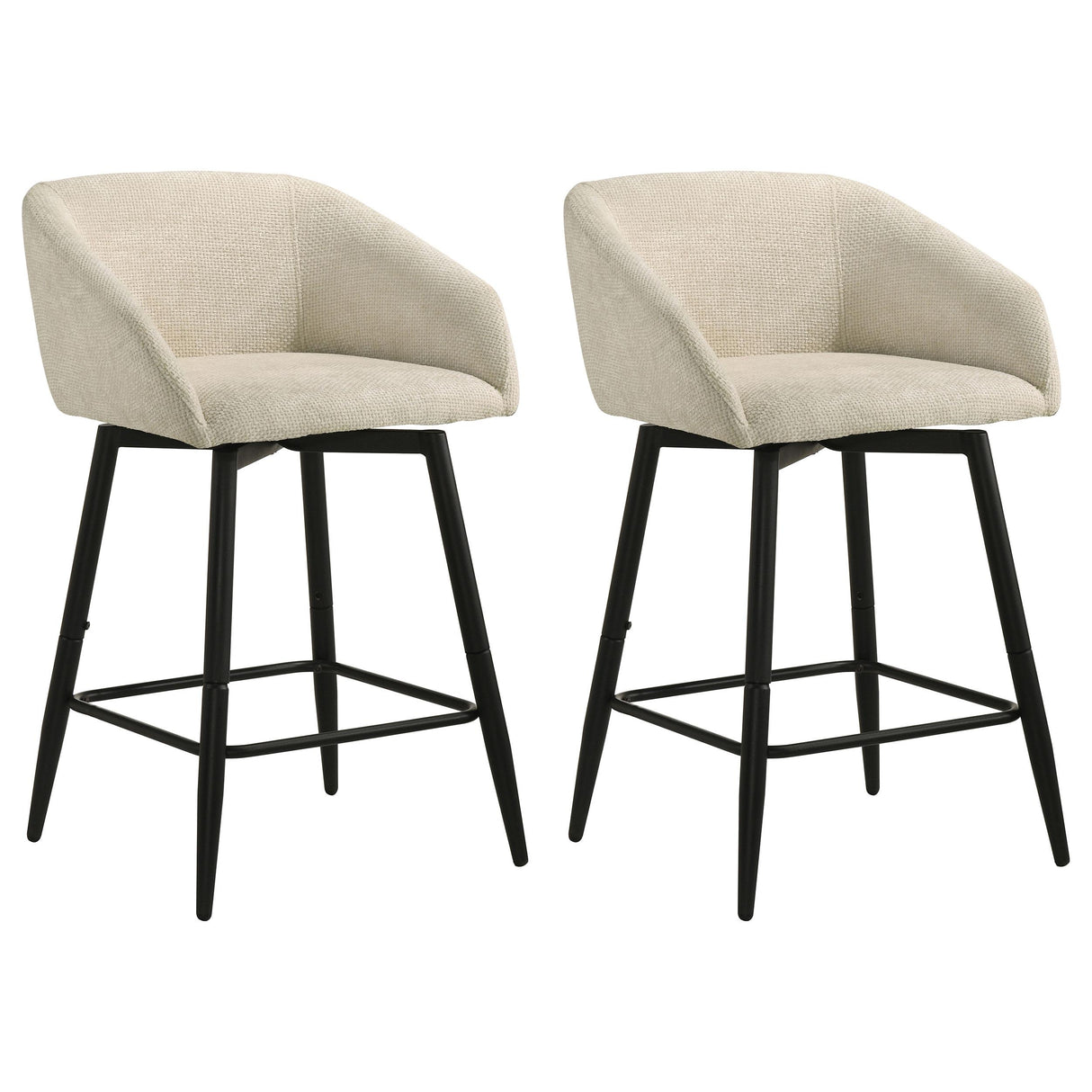 Rainer Cream Fabric Upholstered Swivel Counter Height Chair (Set of 2) from Coaster - Luna Furniture