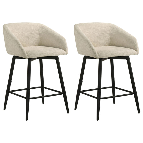 Rainer Cream Fabric Upholstered Swivel Counter Height Chair, Set of 2