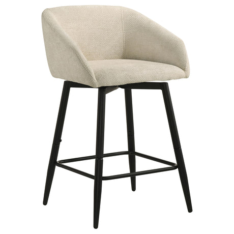 Rainer Cream Fabric Upholstered Swivel Counter Height Chair, Set of 2 from Coaster - Luna Furniture