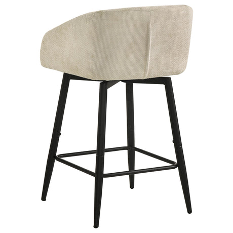 Rainer Cream Fabric Upholstered Swivel Counter Height Chair, Set of 2 from Coaster - Luna Furniture