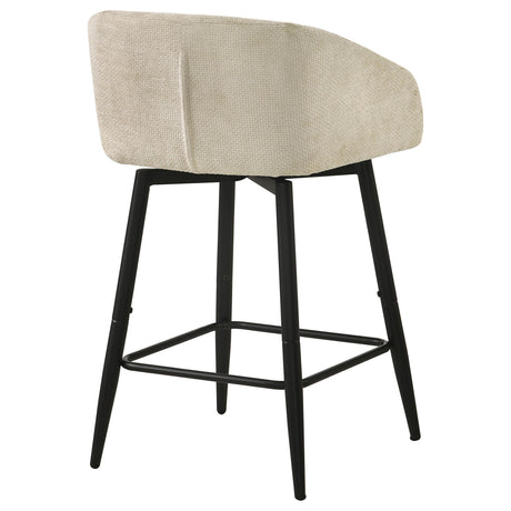 Rainer Cream Fabric Upholstered Swivel Counter Height Chair, Set of 2 from Coaster - Luna Furniture
