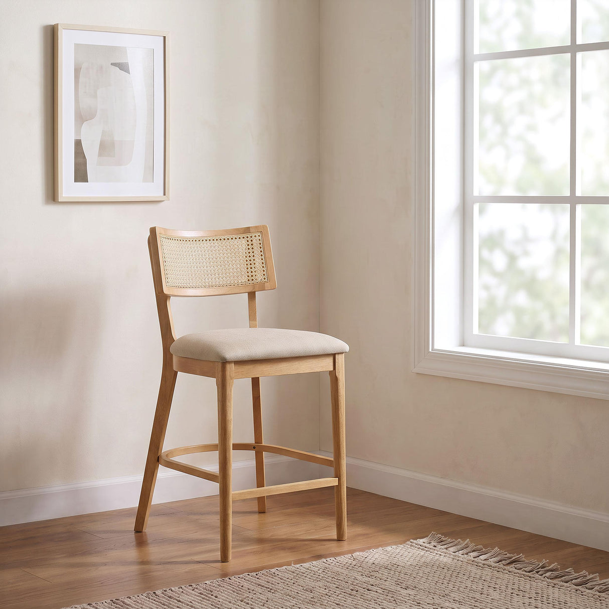 Fabra Honey/Wheat Cane Back Counter Height Chair, Set of 2