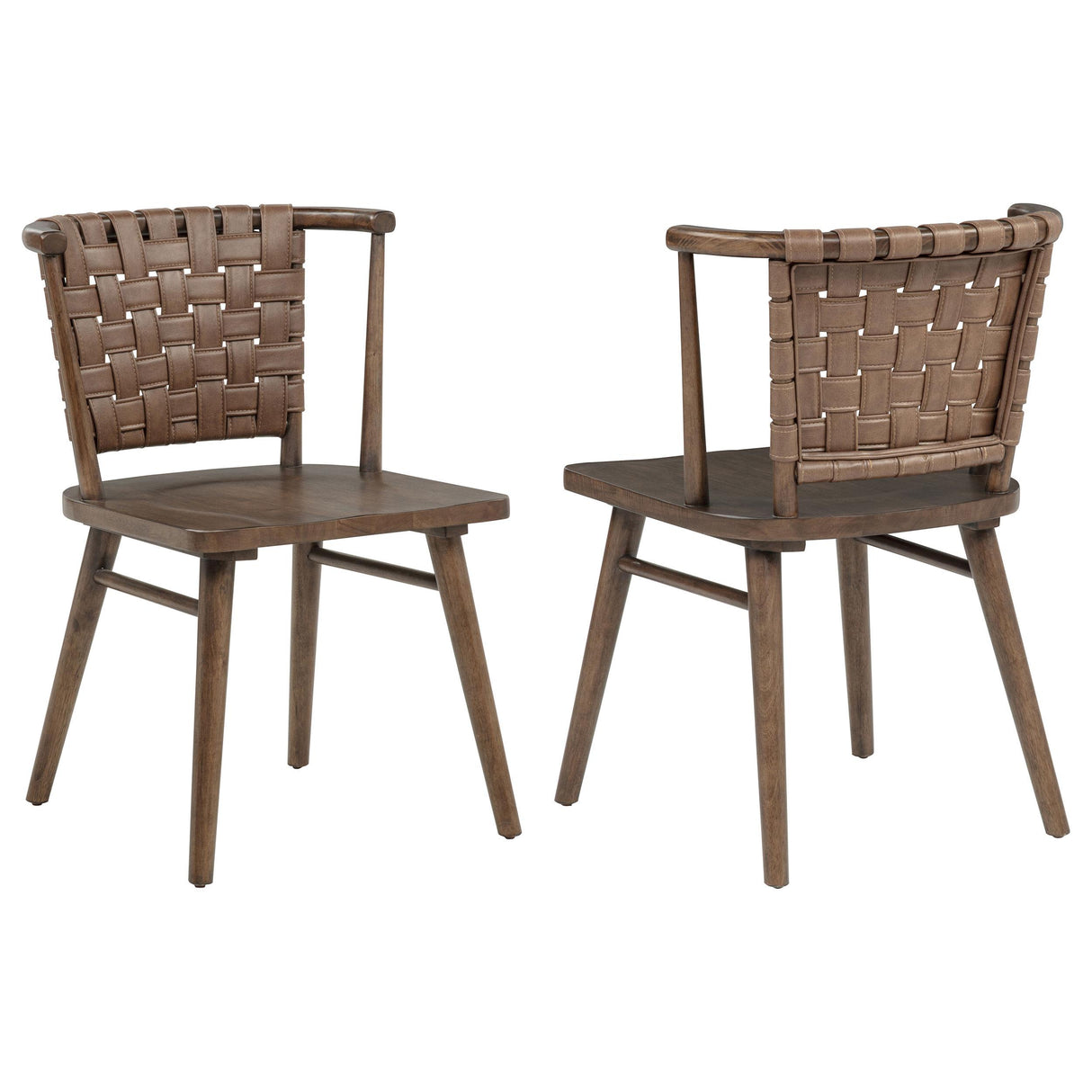 Tallis Brown / Walnut Woven Leatherette Back Dining Side Chair (Set of 2) from Coaster - Luna Furniture