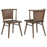 Tallis Brown / Walnut Woven Leatherette Back Dining Side Chair (Set of 2) from Coaster - Luna Furniture