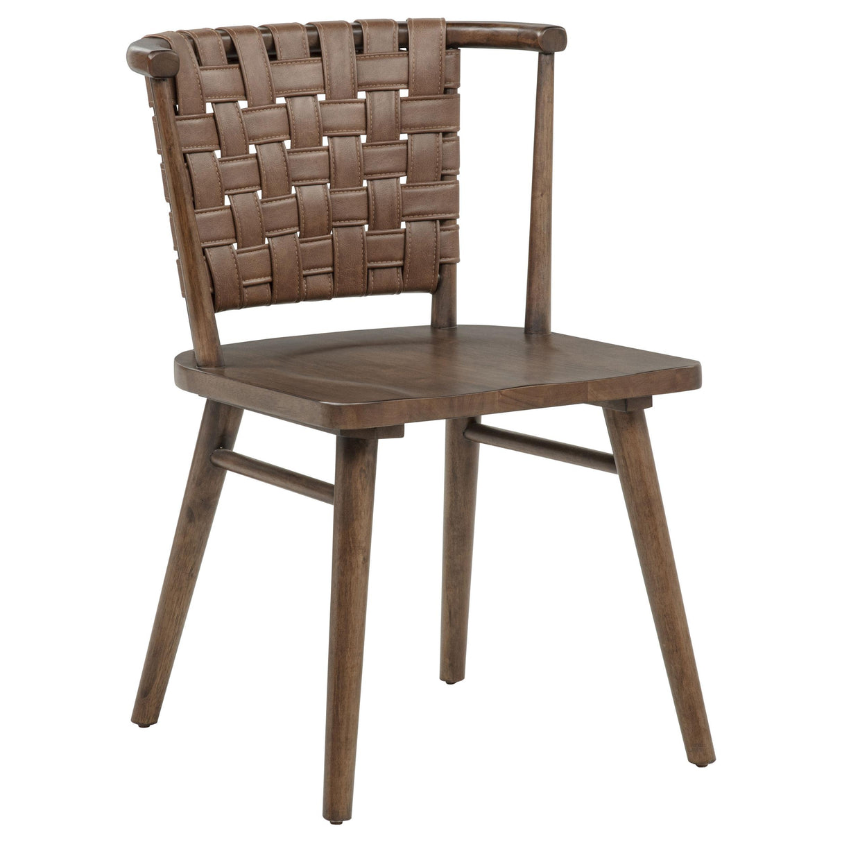 Tallis Brown / Walnut Woven Leatherette Back Dining Side Chair (Set of 2) from Coaster - Luna Furniture