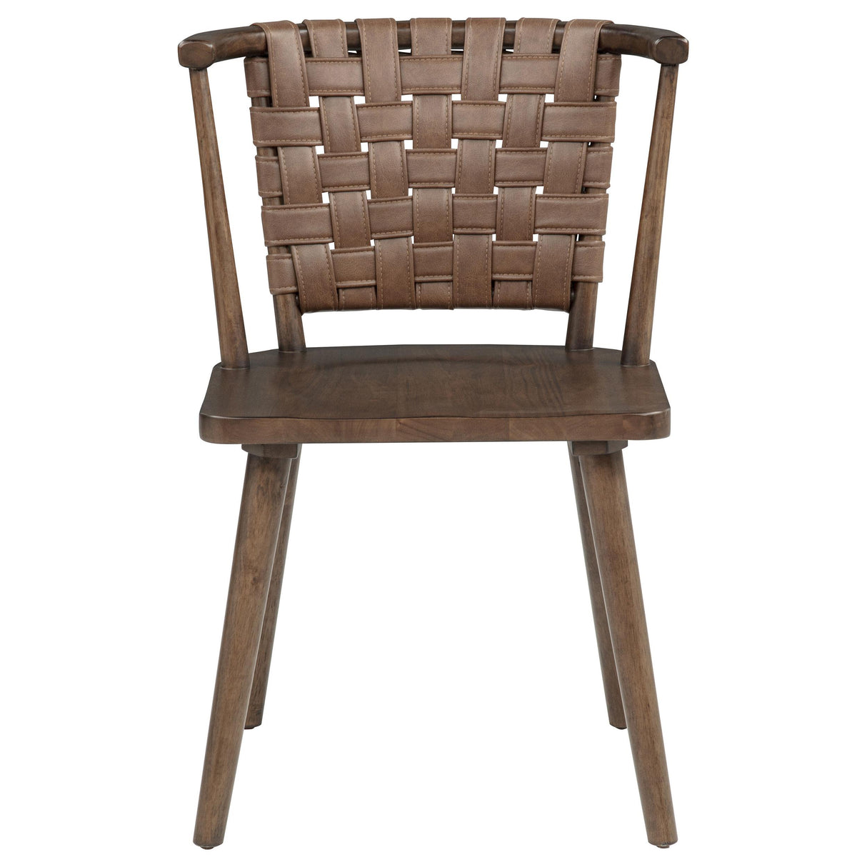 Tallis Brown / Walnut Woven Leatherette Back Dining Side Chair (Set of 2) from Coaster - Luna Furniture