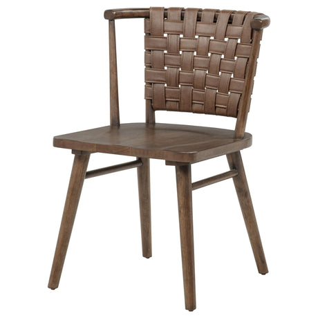 Tallis Brown/Walnut Woven Leatherette Back Dining Side Chair, Set of 2 from Coaster - Luna Furniture
