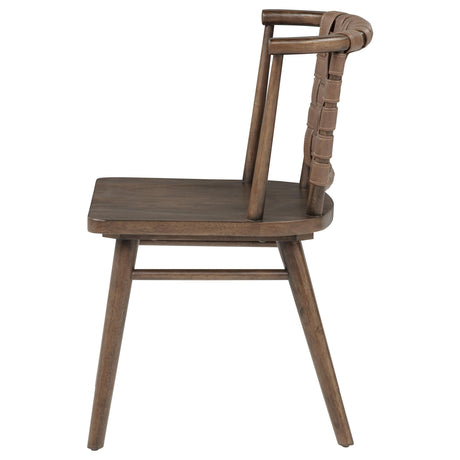 Tallis Brown/Walnut Woven Leatherette Back Dining Side Chair, Set of 2 from Coaster - Luna Furniture