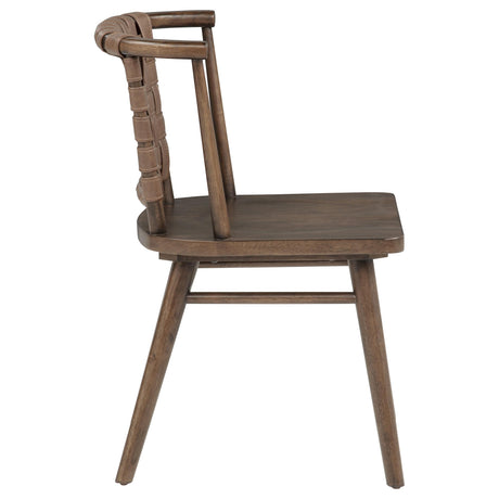 Tallis Brown/Walnut Woven Leatherette Back Dining Side Chair, Set of 2 from Coaster - Luna Furniture