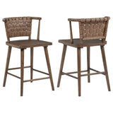 Tallis Brown / Walnut Woven Leatherette Back Counter Chair (Set of 2) from Coaster - Luna Furniture