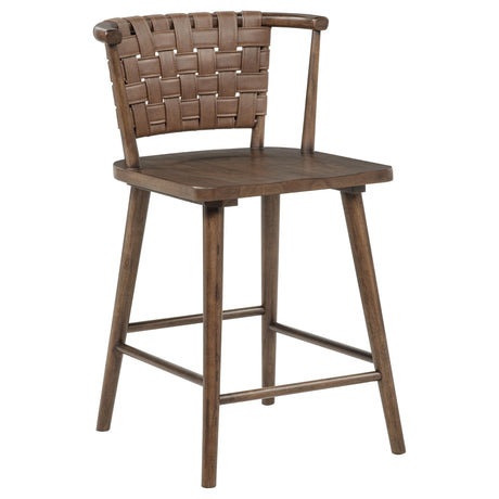 Tallis Brown/Walnut Woven Leatherette Back Counter Chair, Set of 2 from Coaster - Luna Furniture