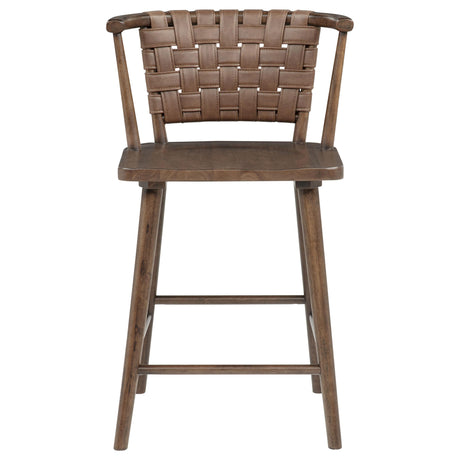 Tallis Brown/Walnut Woven Leatherette Back Counter Chair, Set of 2 from Coaster - Luna Furniture