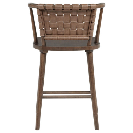 Tallis Brown/Walnut Woven Leatherette Back Counter Chair, Set of 2 from Coaster - Luna Furniture