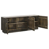 Dennis Tobacco sideboard buffet, open storage compartments, wide front view