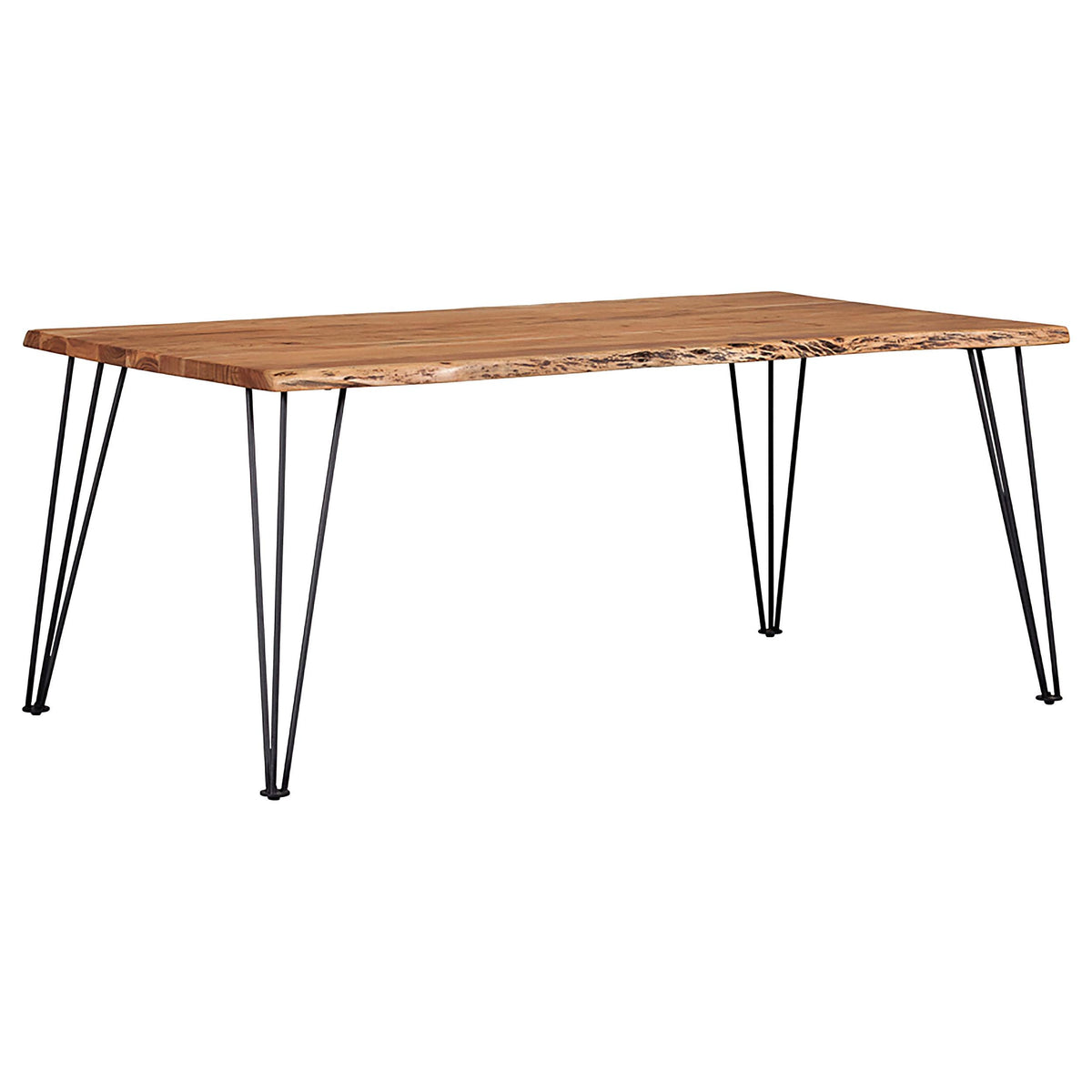 Sherman Natural Acacia and Matte Black Rectangular Dining Table from Coaster - Luna Furniture