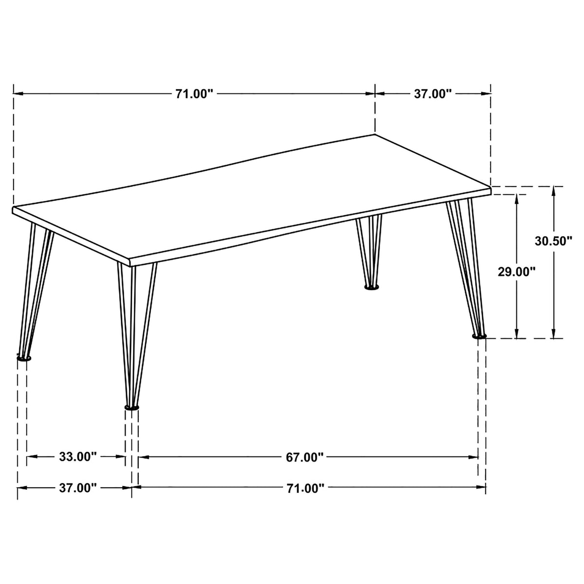 Sherman Natural Acacia and Matte Black Rectangular Dining Table from Coaster - Luna Furniture
