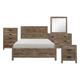 Mandan Weathered Pine 5-Piece Bedroom Set (Queen Bed, Nightstand, Dresser, Mirror, Chest) from Homelegance - Luna Furniture