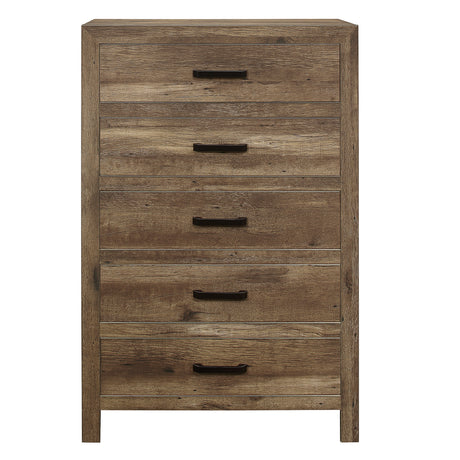 Mandan Weathered Pine 5-Piece Bedroom Set (Queen Bed, Nightstand, Dresser, Mirror, Chest) from Homelegance - Luna Furniture