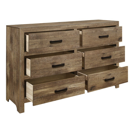 Mandan Weathered Pine 5-Piece Bedroom Set (Queen Bed, Nightstand, Dresser, Mirror, Chest) from Homelegance - Luna Furniture