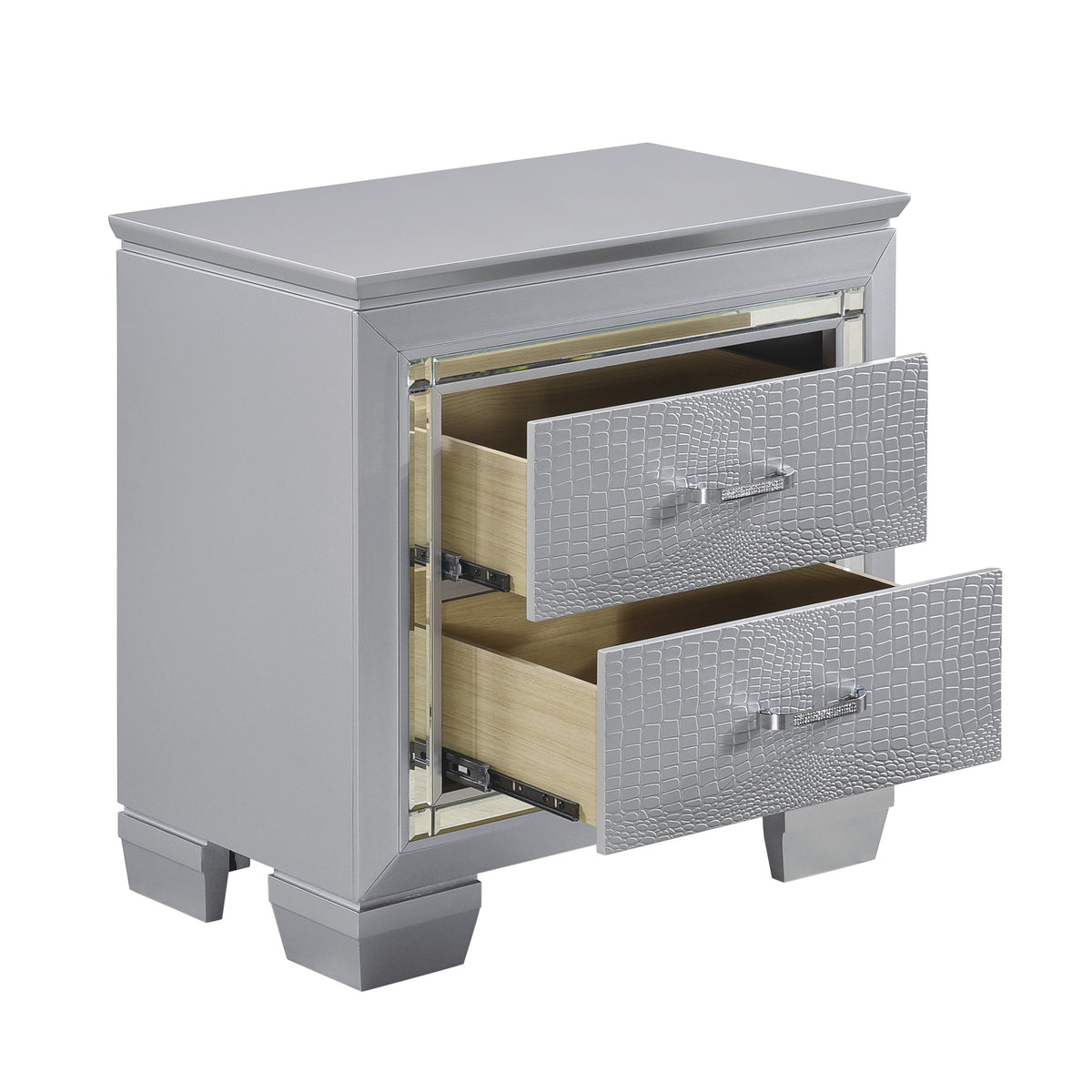 Allura Silver Queen Bed, LED Lighting