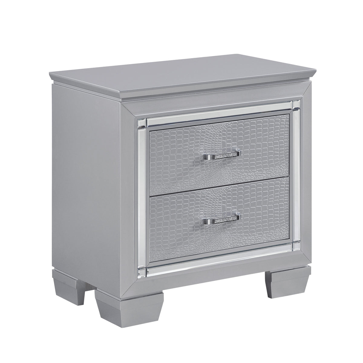 Allura Silver Queen Bed, LED Lighting