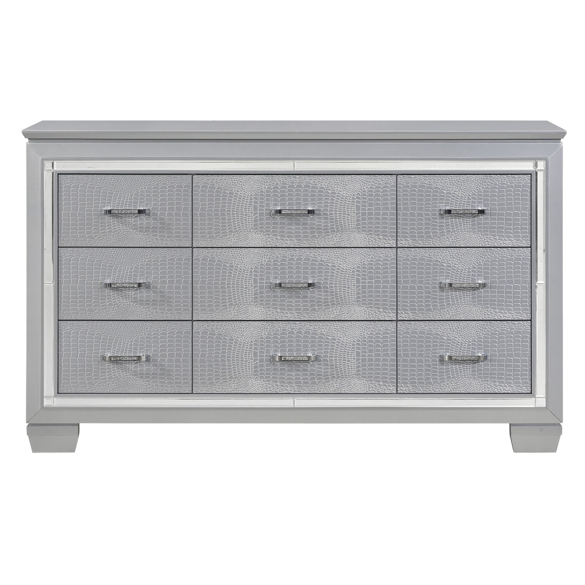Allura Silver Queen Bed, LED Lighting