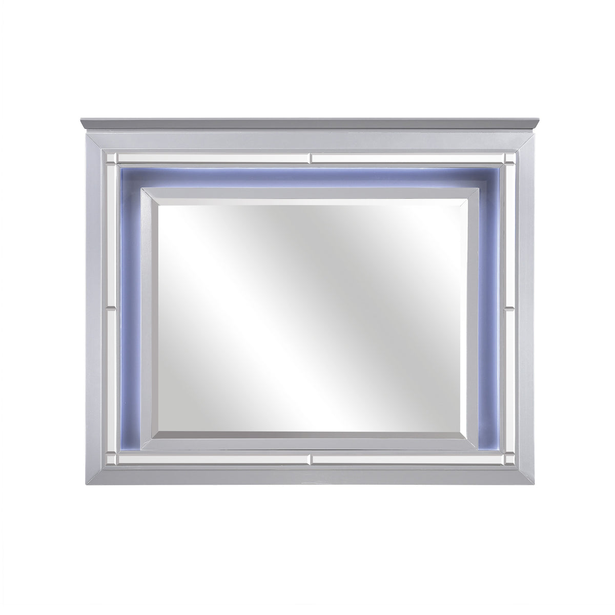 Allura Silver Queen Bed, LED Lighting