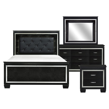Allura Black Queen Bed, LED Lighting from Homelegance - Luna Furniture