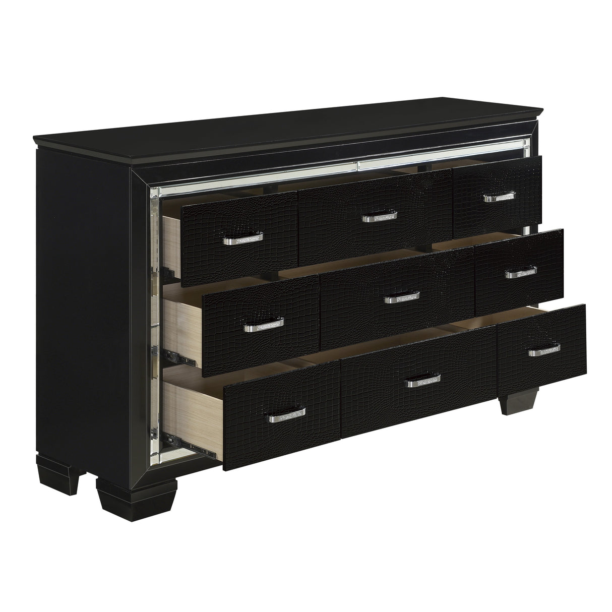 Allura Black Queen Bed, LED Lighting from Homelegance - Luna Furniture