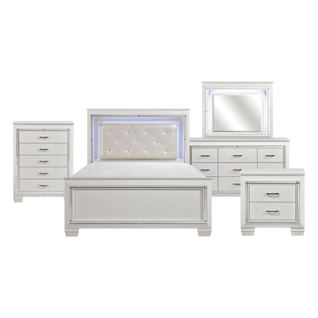 Allura White 4-Piece Bedroom Set (Queen Bed, Nightstand, Dresser, Mirror) from Homelegance - Luna Furniture