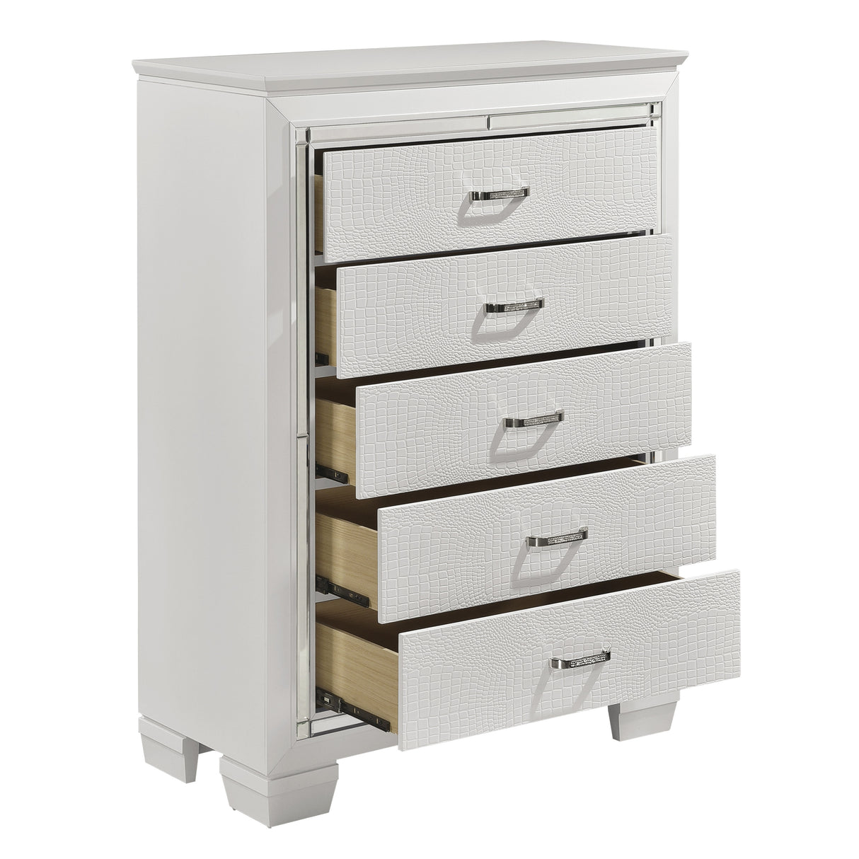 Allura White 4-Piece Bedroom Set (Queen Bed, Nightstand, Dresser, Mirror) from Homelegance - Luna Furniture