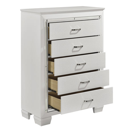 Allura White 4-Piece Bedroom Set (Queen Bed, Nightstand, Dresser, Mirror) from Homelegance - Luna Furniture