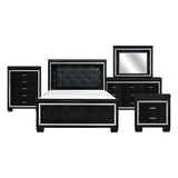 Allura Black 5-Piece Bedroom Set (Queen Bed, Nightstand, Dresser, Mirror, Chest) from Homelegance - Luna Furniture