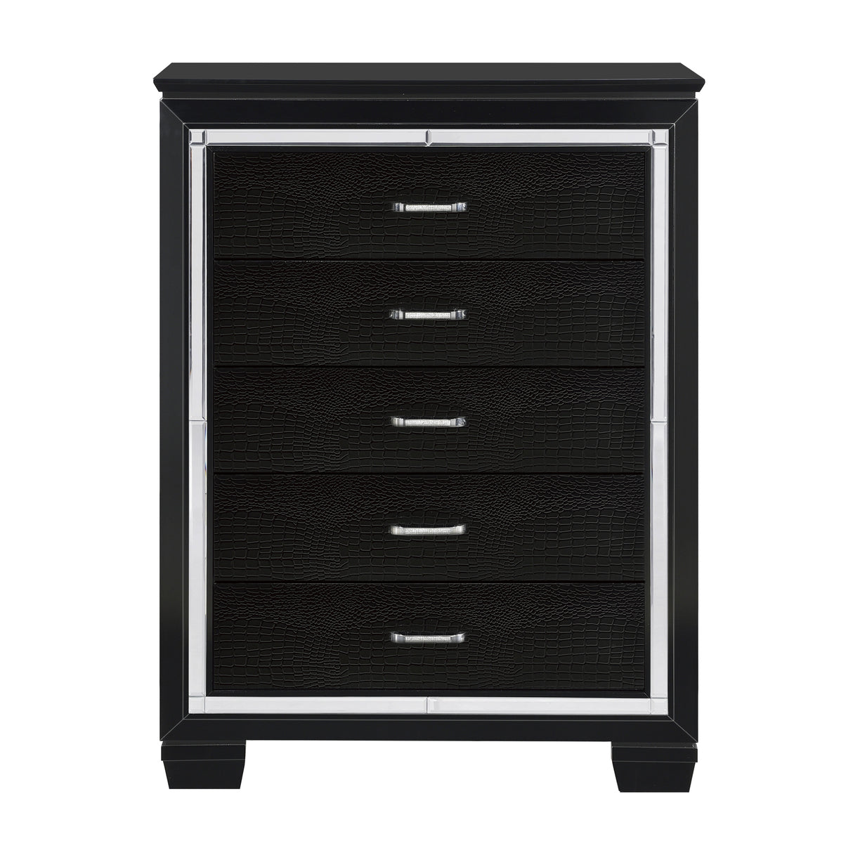 Allura Black 5-Piece Bedroom Set (Queen Bed, Nightstand, Dresser, Mirror, Chest) from Homelegance - Luna Furniture