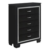 Allura Black 5-Piece Bedroom Set (Queen Bed, Nightstand, Dresser, Mirror, Chest) from Homelegance - Luna Furniture