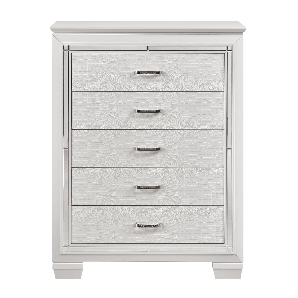 Allura White 5-Piece Bedroom Set (Queen Bed, Nightstand, Dresser, Mirror, Chest) from Homelegance - Luna Furniture