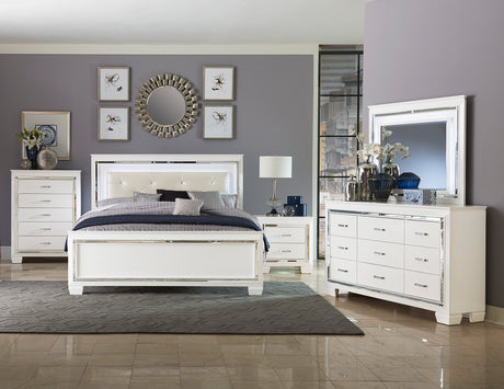 Allura White Queen LED Upholstered Panel Bed from Homelegance - Luna Furniture