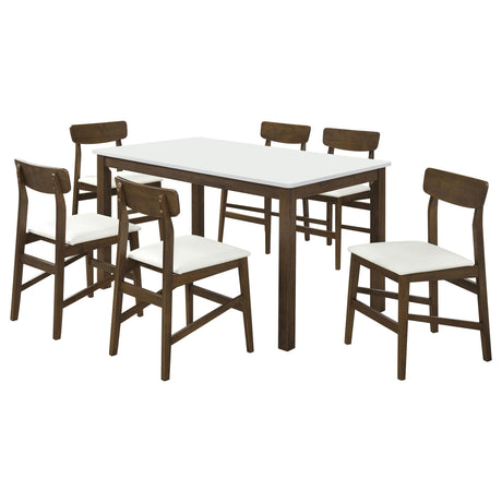 Merrin Off White and Walnut 7-Piece 55-inch Rectangular Dining Set from Coaster - Luna Furniture