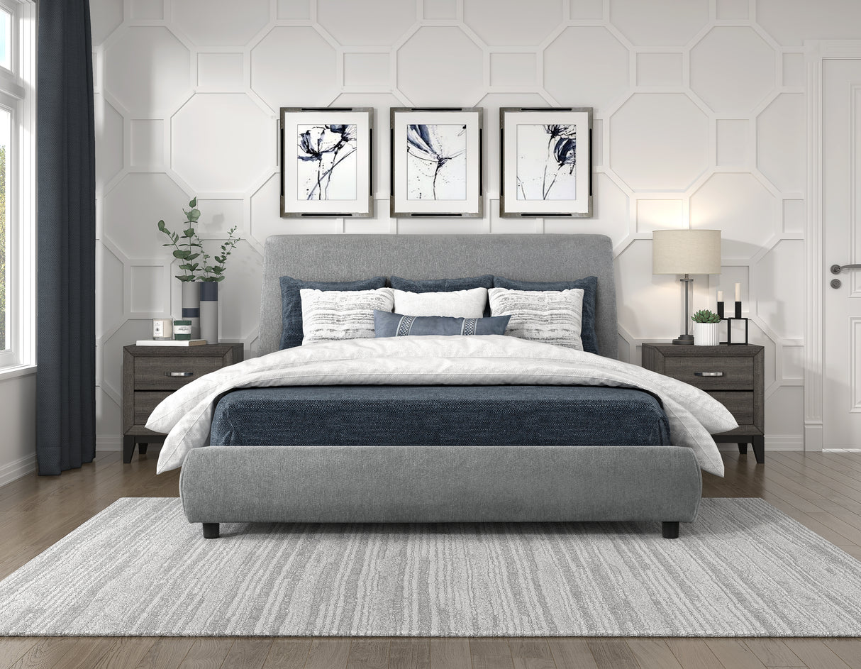 Alford Gray Eastern King Upholstered Platform Bed from Homelegance - Luna Furniture