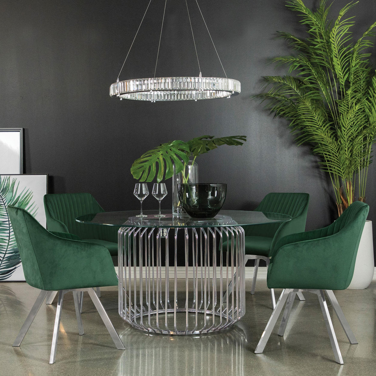 Veena Chrome Round Dining Table Base from Coaster - Luna Furniture