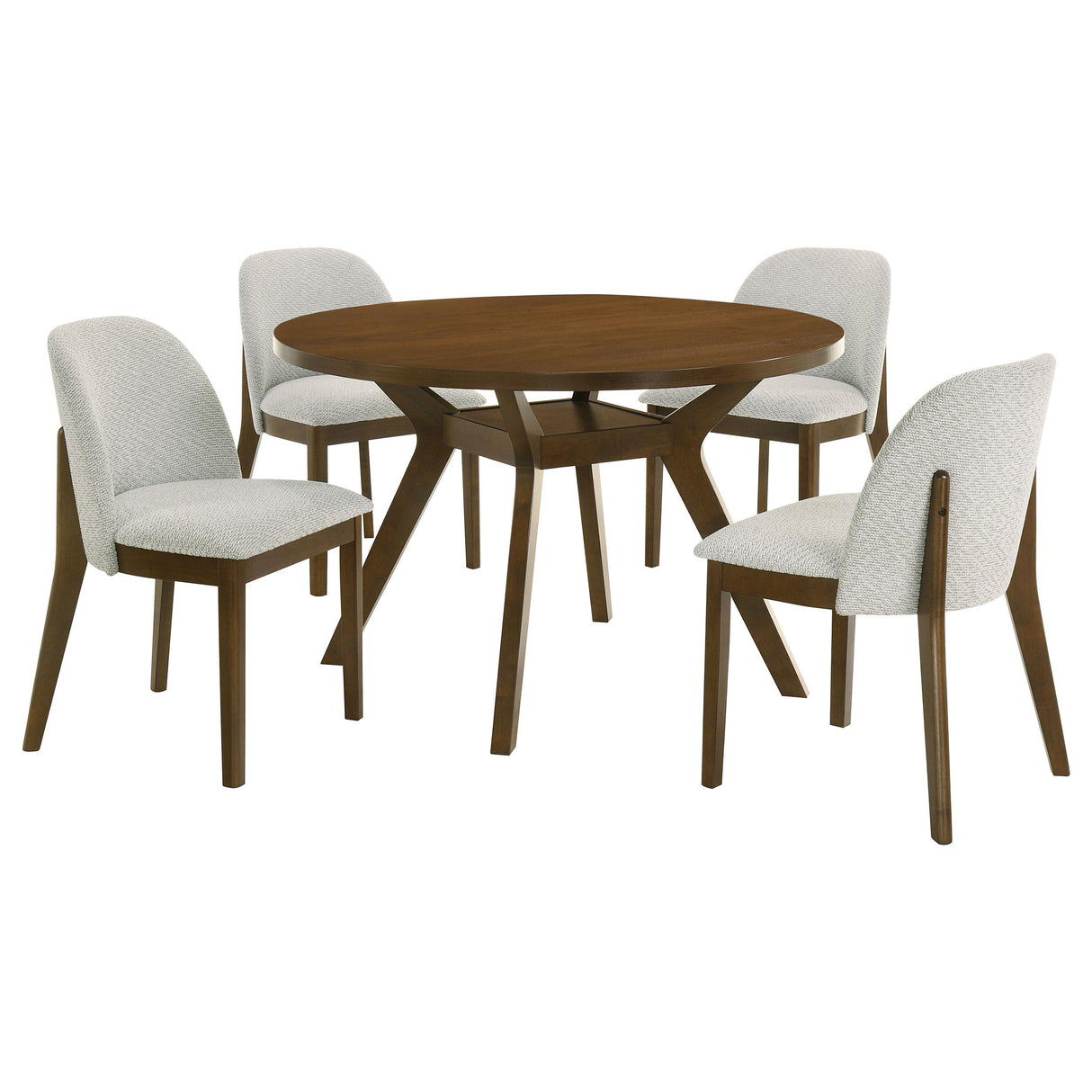 Mueller Brown/Beige 5-Piece 48-inch Round Dining Set from Coaster - Luna Furniture