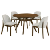 Mueller Brown/Beige 5-Piece 48-inch Round Dining Set from Coaster - Luna Furniture