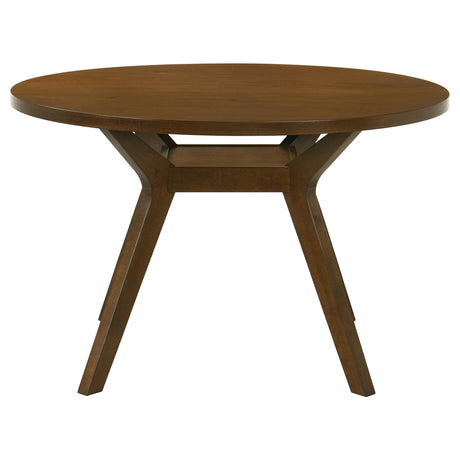 Mueller Brown 48-inch Round Mindi Veneer Dining Table from Coaster - Luna Furniture