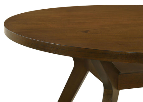 Mueller Brown 48-inch Round Mindi Veneer Dining Table from Coaster - Luna Furniture