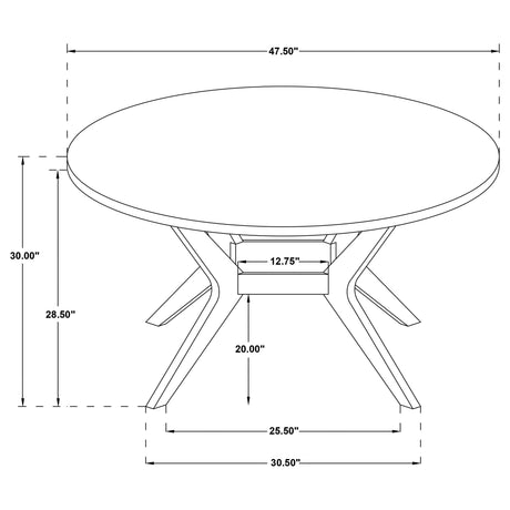 Mueller Brown 48-inch Round Mindi Veneer Dining Table from Coaster - Luna Furniture