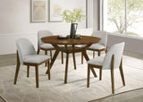 Mueller Brown 48-inch Round Mindi Veneer Dining Table from Coaster - Luna Furniture