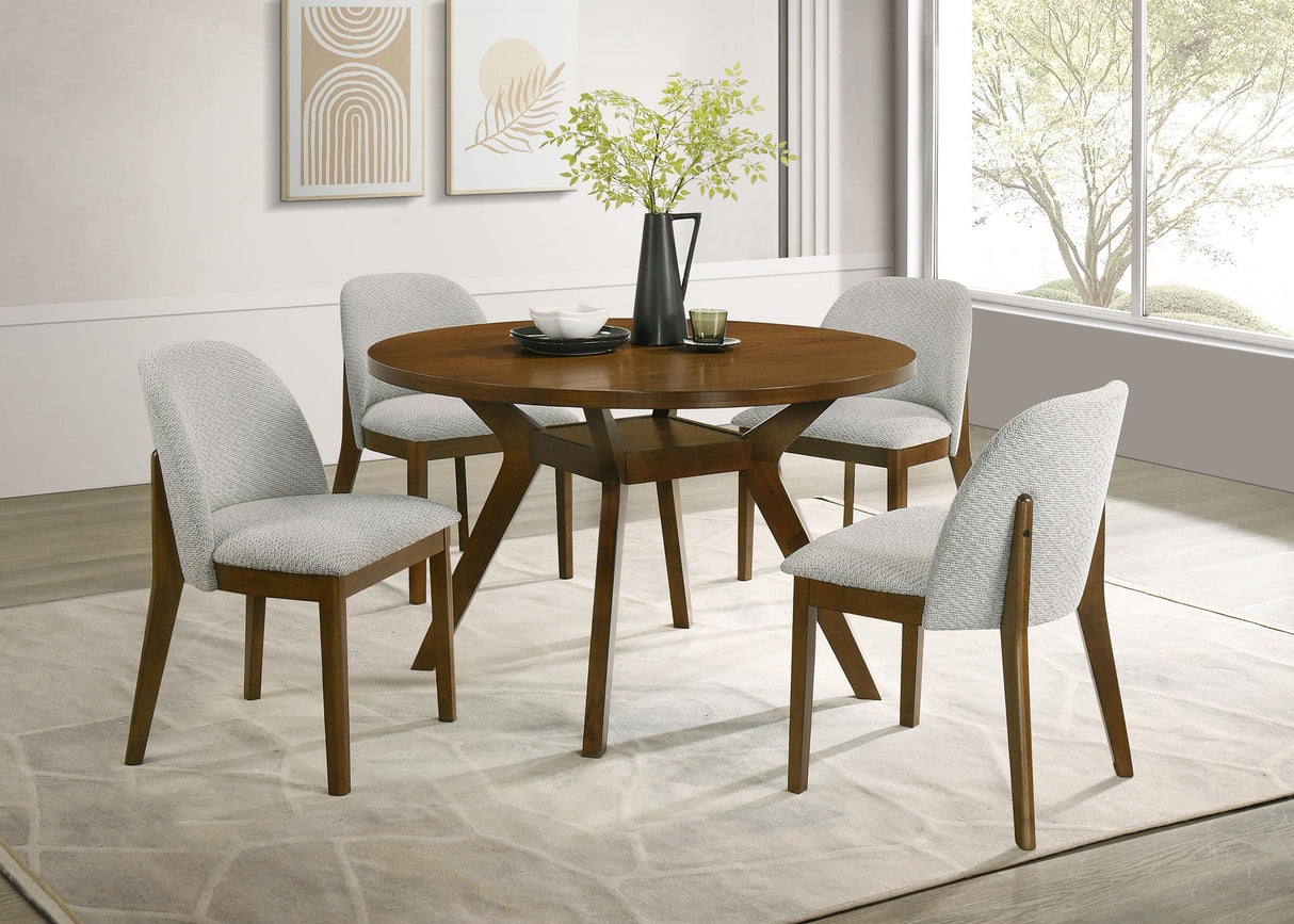 Mueller Brown/Beige Upholstered Dining Side Chair, Set of 2 from Coaster - Luna Furniture